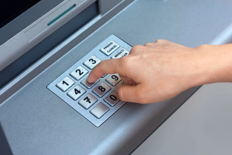 ATM - pino entrando fotografia de stock ATM - pino entrando fotografia de stock