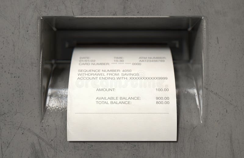 ATM Slip Withdrawel Receipt