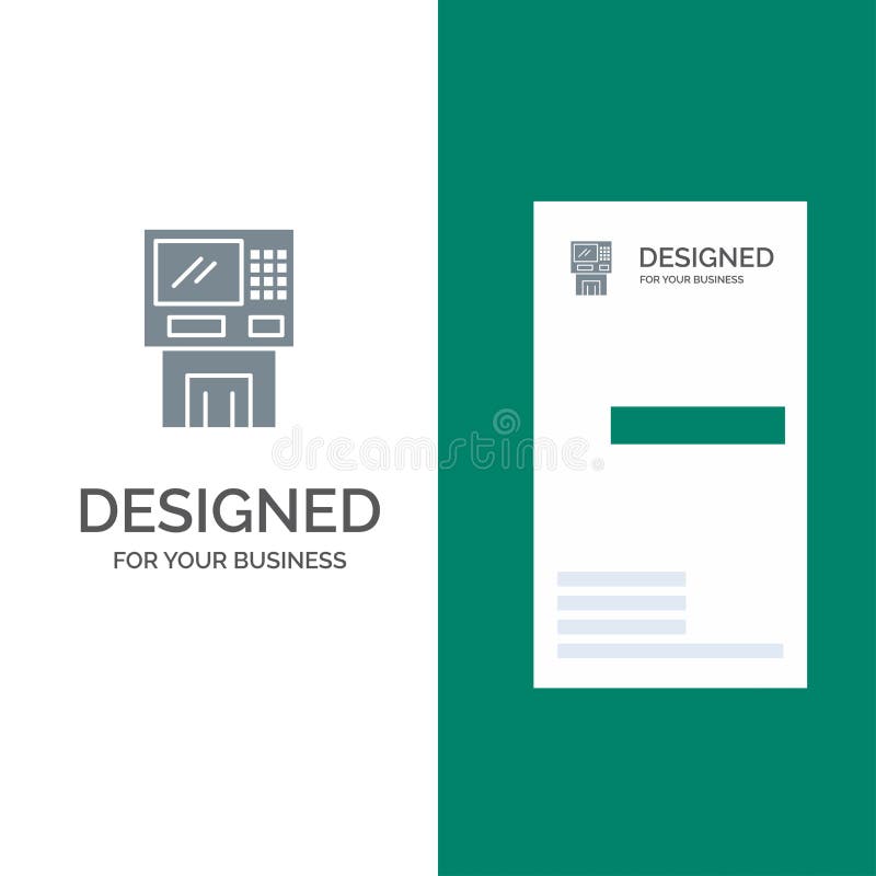 Atmósfera, banco, efectivo, Cashpoint, dispensador, finanzas, máquina, dinero Grey Logo Design y plantilla de la tarjeta de visit libre illustration Atmósfera, banco, efectivo, Cashpoint, dispensador, finanzas, máquina, dinero Grey Logo Design y plantilla de la tarjeta de visit libre illustration