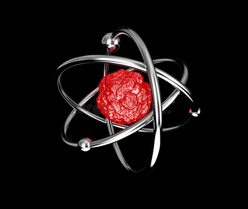 Large rendering of atom , black background. Large rendering of atom , black background