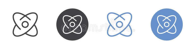 Atom icon Flat set in black and white color vector illustration
