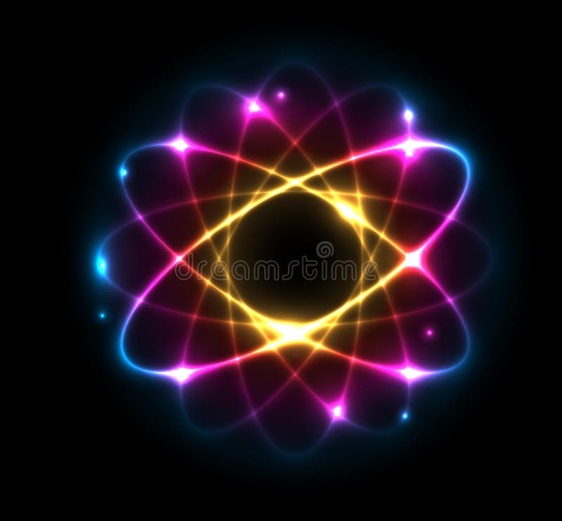 Colorful Atom illustration on a black background. Colorful Atom illustration on a black background