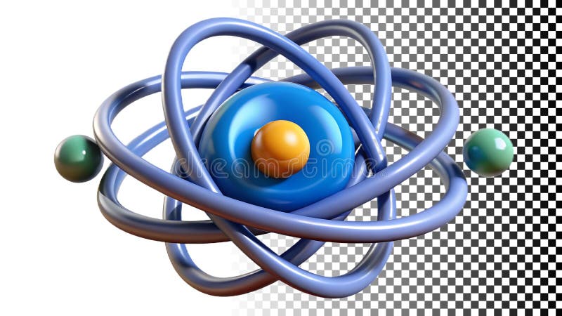 Atom model, science atom, atomic structure, physics model, chemistry atom png transparent image Generative AI stock illustration