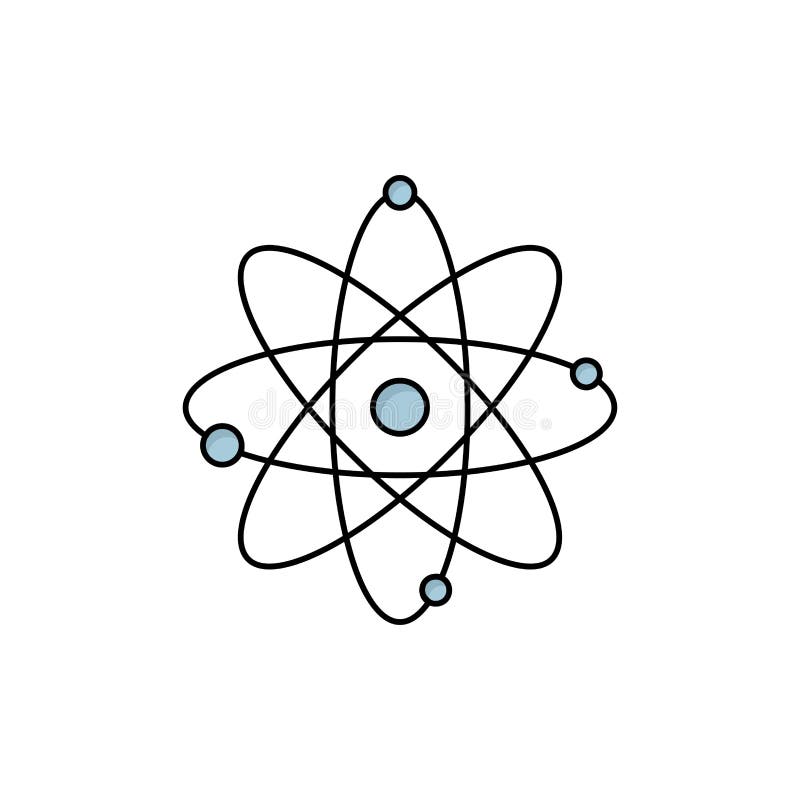 Atom, nuclear, molecule, chemistry, science Flat Color Icon Vector vector illustration