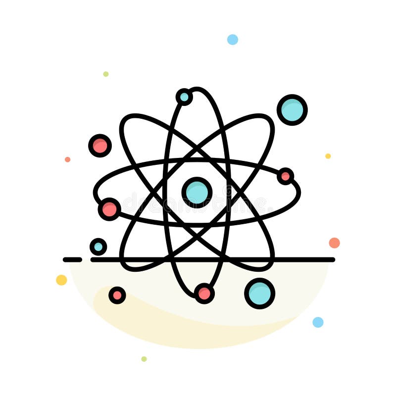 Atom, Particle, Molecule, Physics Abstract Flat Color Icon Template stock illustration