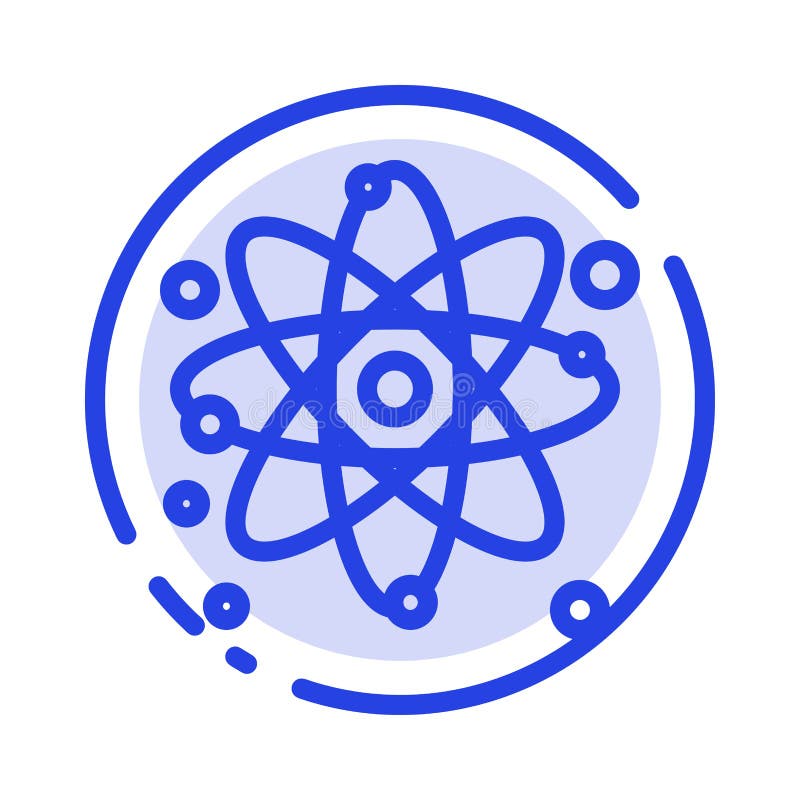 Atom, Particle, Molecule, Physics Blue Dotted Line Line Icon vector illustration