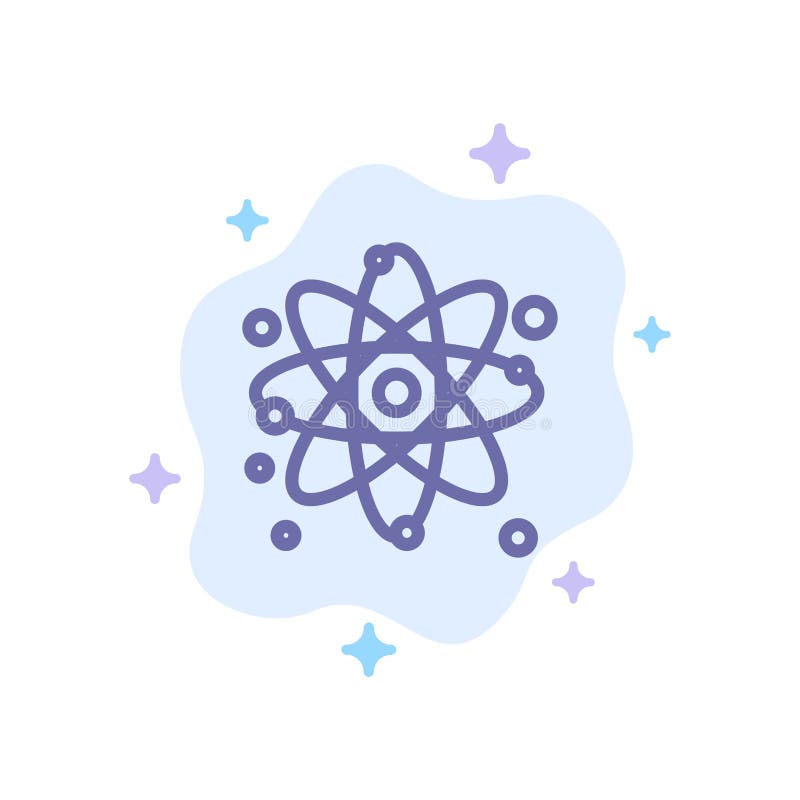 Atom, Particle, Molecule, Physics Blue Icon on Abstract Cloud Background stock illustration