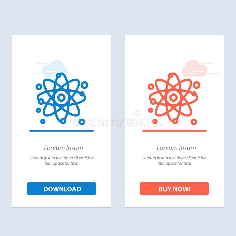 Atom, Particle, Molecule, Physics Blue and Red Download and Buy Now web Widget Card Template royalty free illustration.