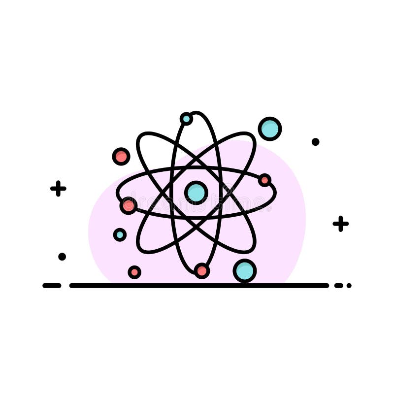 Atom, Particle, Molecule, Physics Business Flat Line Filled Icon Vector Banner Template royalty free illustration.