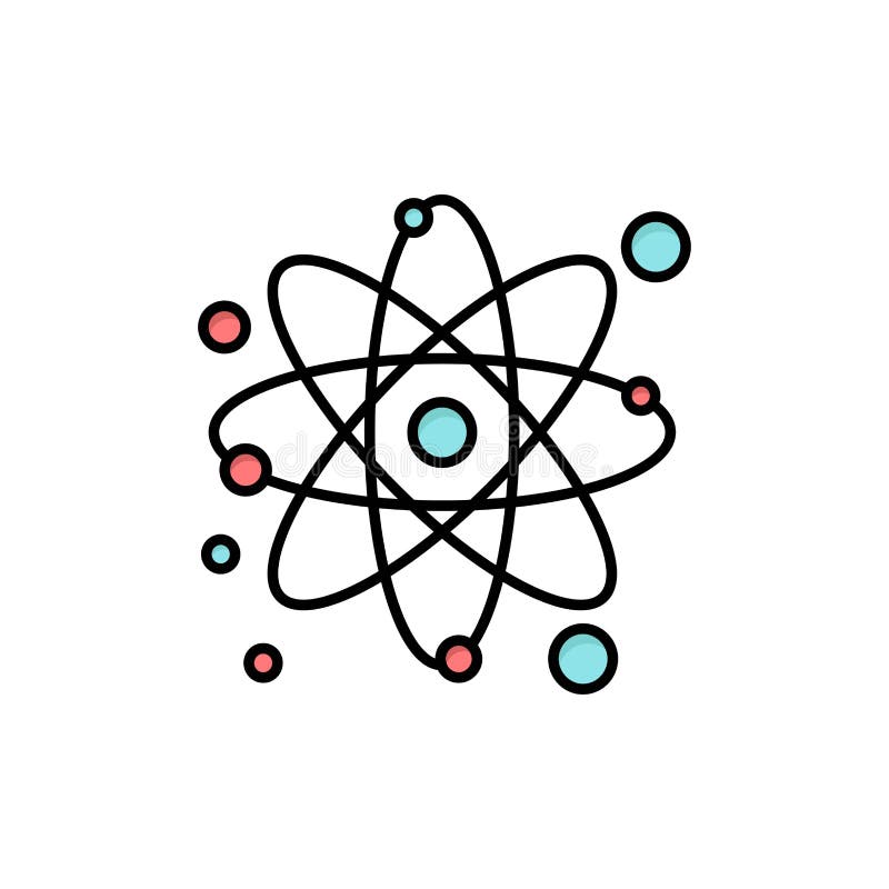 Atom, Particle, Molecule, Physics Flat Color Icon. Vector icon banner Template stock illustration.