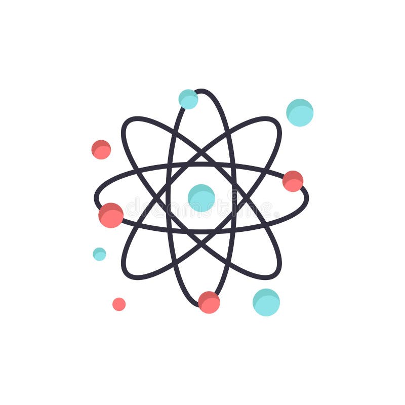 Atom, Particle, Molecule, Physics Flat Color Icon. Vector icon banner Template stock illustration.