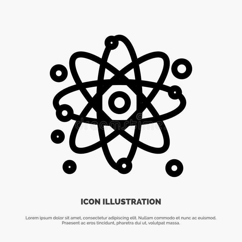 Atom, Particle, Molecule, Physics Line Icon Vector stock illustration