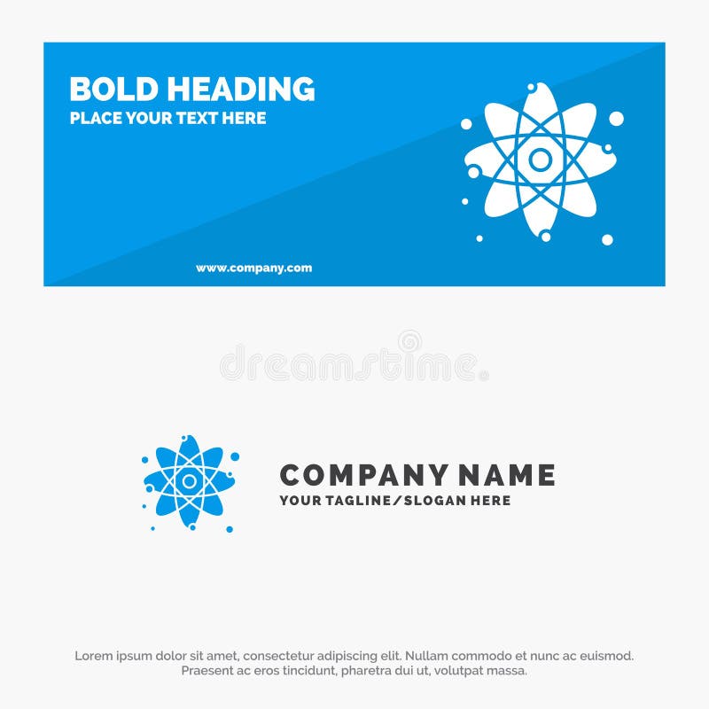 Atom, Particle, Molecule, Physics SOlid Icon Website Banner and Business Logo Template royalty free illustration