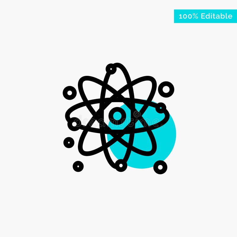 Atom, Particle, Molecule, Physics turquoise highlight circle point Vector icon stock illustration