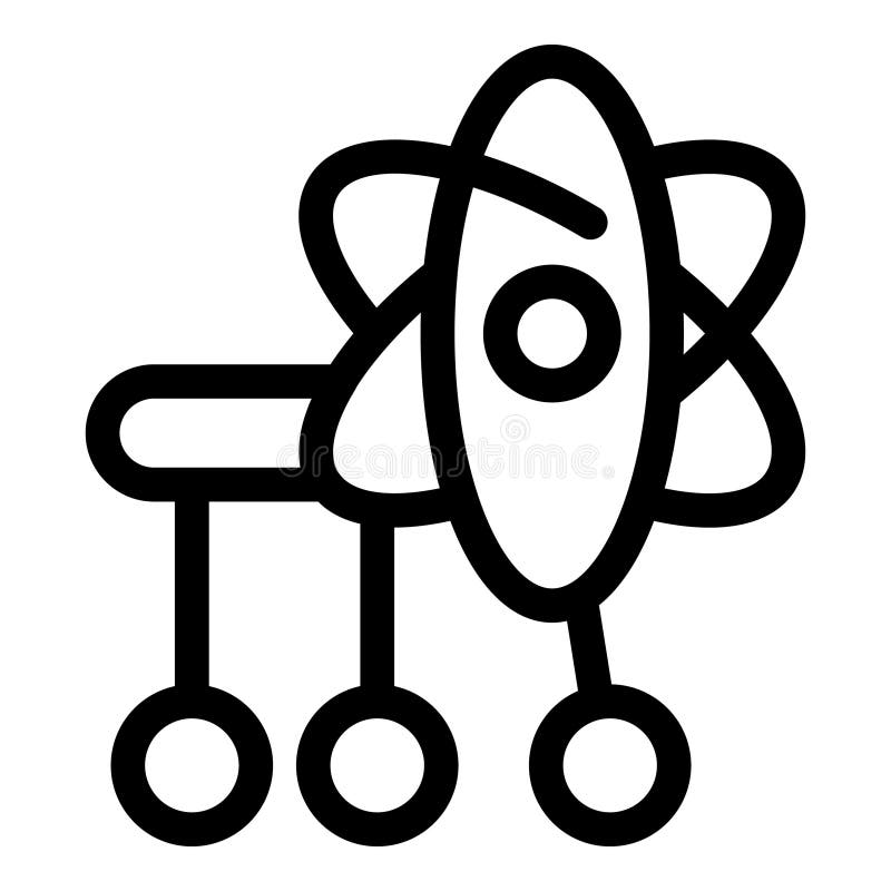 Atom particle moving on three wheels icon vector outline vector illustration