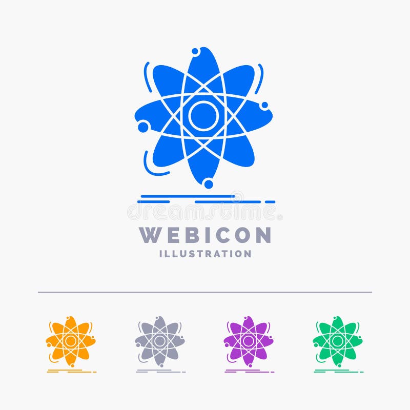 Atom, science, chemistry, Physics, nuclear 5 Color Glyph Web Icon Template isolated on white. Vector illustration royalty free illustration