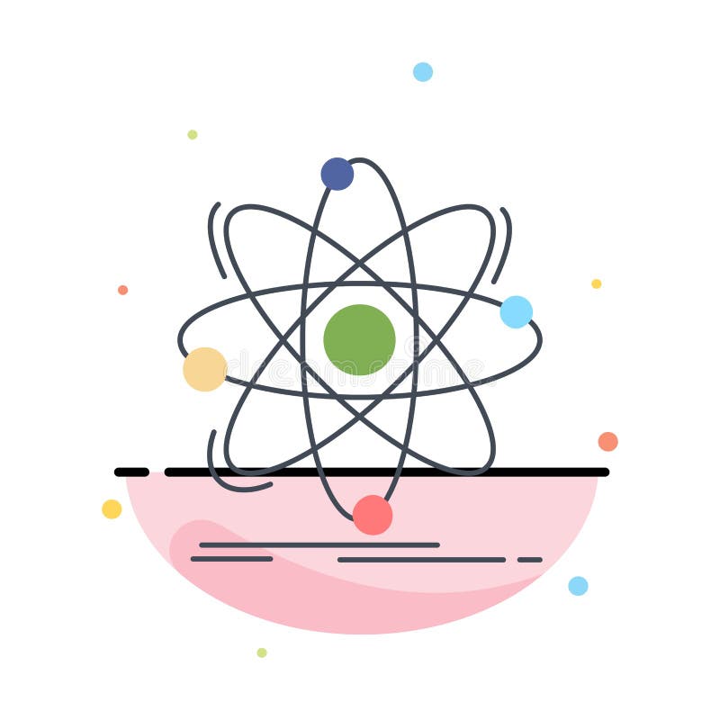 Atom, science, chemistry, Physics, nuclear Flat Color Icon Vector royalty free illustration