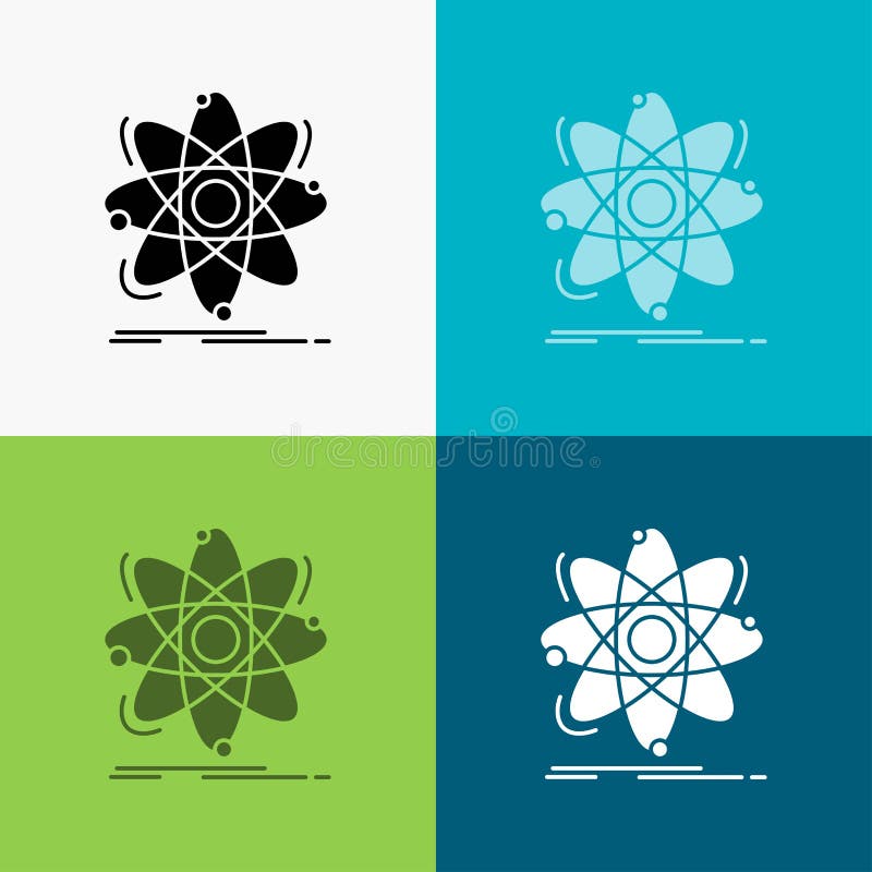 Atom, science, chemistry, Physics, nuclear Icon Over Various Background. glyph style design, designed for web and app. Eps 10 royalty free illustration