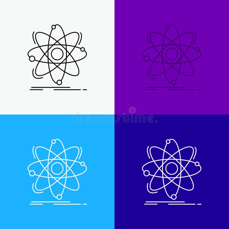 Atom, science, chemistry, Physics, nuclear Icon Over Various Background. Line style design, designed for web and app. Eps 10 royalty free illustration