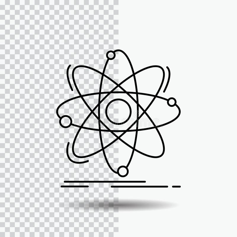 Atom, science, chemistry, Physics, nuclear Line Icon on Transparent Background. Black Icon Vector Illustration stock illustration