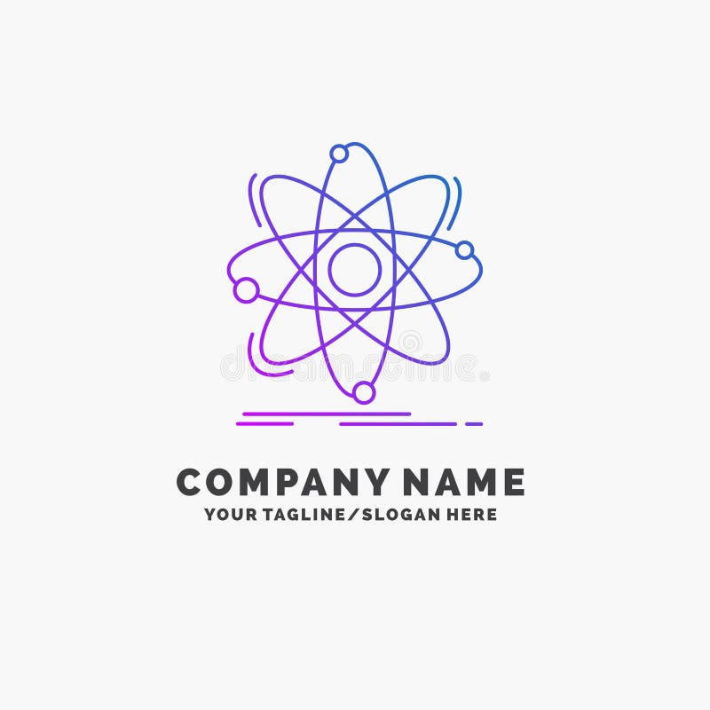 Atom, science, chemistry, Physics, nuclear Purple Business Logo Template. Place for Tagline stock illustration