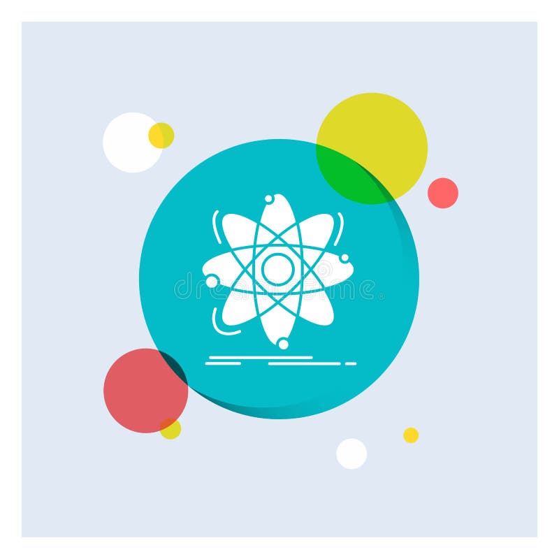 Atom, science, chemistry, Physics, nuclear White Glyph Icon colorful Circle Background royalty free illustration