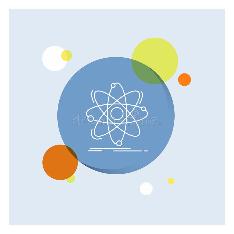 Atom, science, chemistry, Physics, nuclear White Line Icon colorful Circle Background royalty free illustration