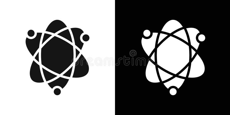 Atom scientific icon Flat vector set outline royalty free illustration