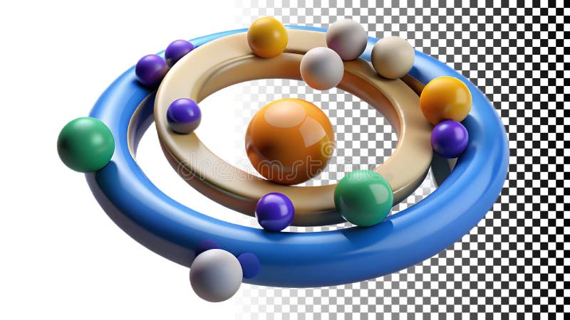 Atomic model structure, science and physics concept png transparent image Generative AI. An atomic model structure, representing science, physics, and the fundamental concepts of atoms, molecules, and the universe s building blocks png transparent image Generative AI