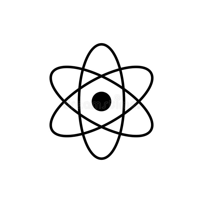 Atomlogo Vetenskapstecken Kärn- symbol Elektroner och proton Isolerat på vit vektor illustrationer Atomlogo Vetenskapstecken Kärn- symbol Elektroner och proton Isolerat på vit vektor illustrationer