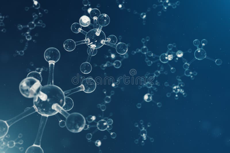 Atoms structure. Science or medical background with molecules and atoms. Medical background for banner or flyer. Structure at the atomic level, 3D illustration