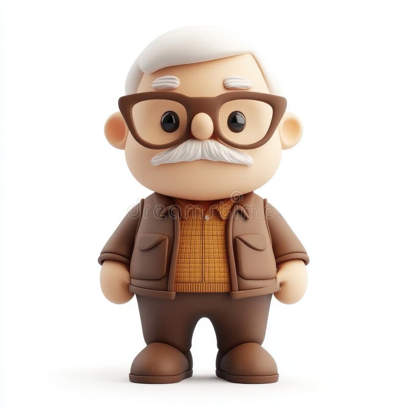 Atractivo abuelo de caricatura en la chaqueta marrón libre illustration