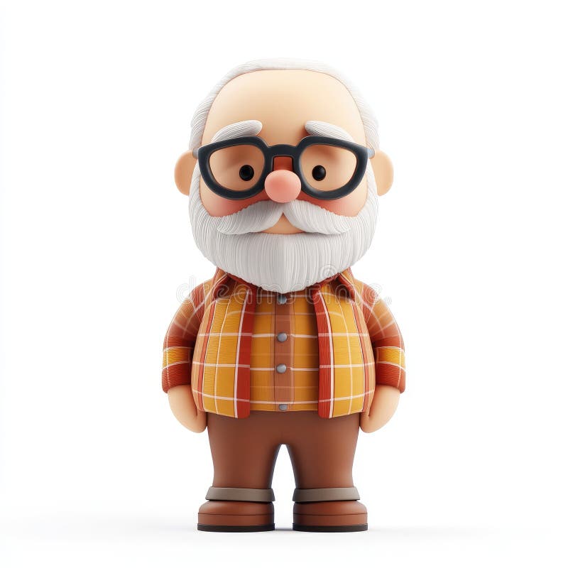 Atractivo abuelo de caricatura en representación 3D de camiseta cubierta ilustración del vector