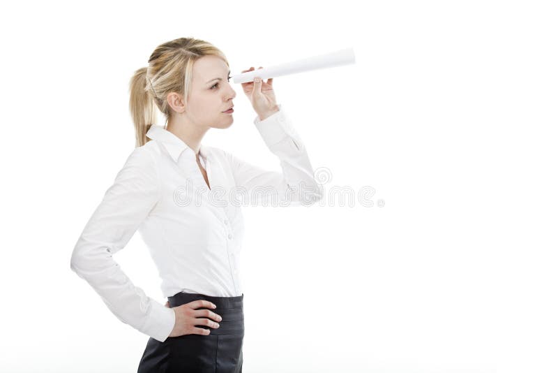 atrakcyjni biznesowi mienia spyglass kobiety potomstwa zdjęcie stock atrakcyjni biznesowi mienia spyglass kobiety potomstwa zdjęcie stock
