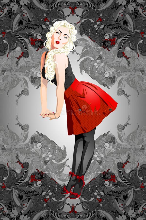Atrakcyjny w górę dziewczyny z blondynem ilustracji Atrakcyjny w górę dziewczyny z blondynem ilustracji