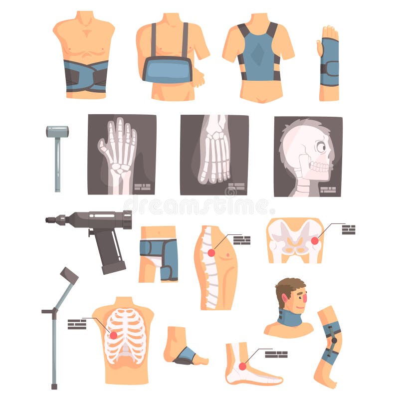 Conjunto de elementos de ferramentas médicas. conjunto de desenhos animados  de ferramentas médicas
