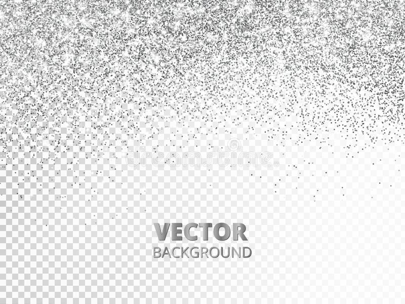 Att falla blänker konfettier Vektorsilverdamm som isoleras på genomskinlig bakgrund Moussera blänka gränsen, festlig ram vektor illustrationer Att falla blänker konfettier Vektorsilverdamm som isoleras på genomskinlig bakgrund Moussera blänka gränsen, festlig ram vektor illustrationer