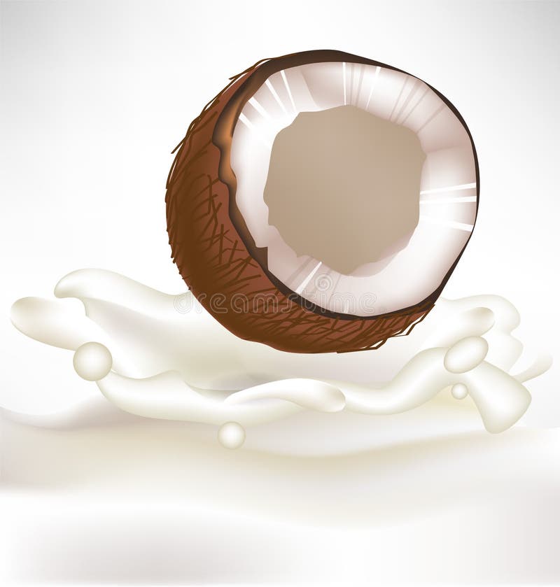 Att falla för kokosnöt mjölkar färgstänk stock illustrationer