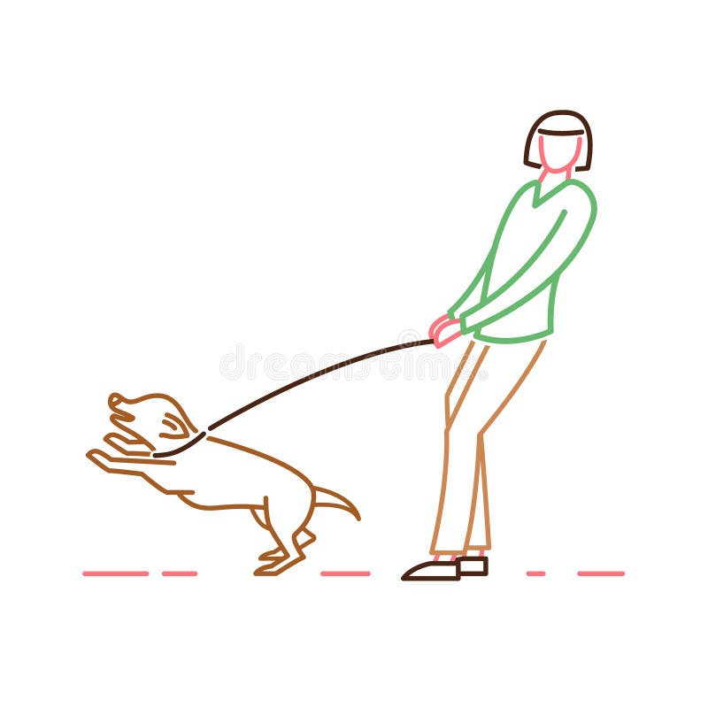 Walking the dog. Doggy behavior image. Domestic animal or pet language. Aggressive animal. Simple icon, symbol, sign. Editable vector illustration isolated on white background. Walking the dog. Doggy behavior image. Domestic animal or pet language. Aggressive animal. Simple icon, symbol, sign. Editable vector illustration isolated on white background