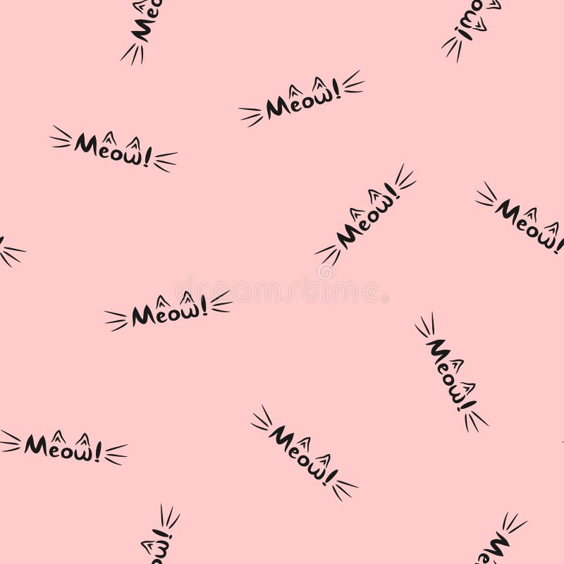 Att märka jamar! Ord med morrhår och öron för katt` s seamless modell stock illustrationer Att märka jamar! Ord med morrhår och öron för katt` s seamless modell stock illustrationer