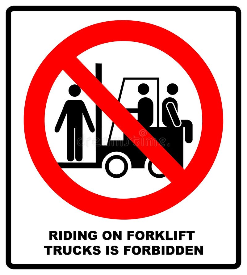 Att rida på gaffeltruckar förbjudas symbol Tecken för yrkes- säkerhet och hälso Rida inte på gaffeltrucken också vektor för corel vektor illustrationer Att rida på gaffeltruckar förbjudas symbol Tecken för yrkes- säkerhet och hälso Rida inte på gaffeltrucken också vektor för corel vektor illustrationer