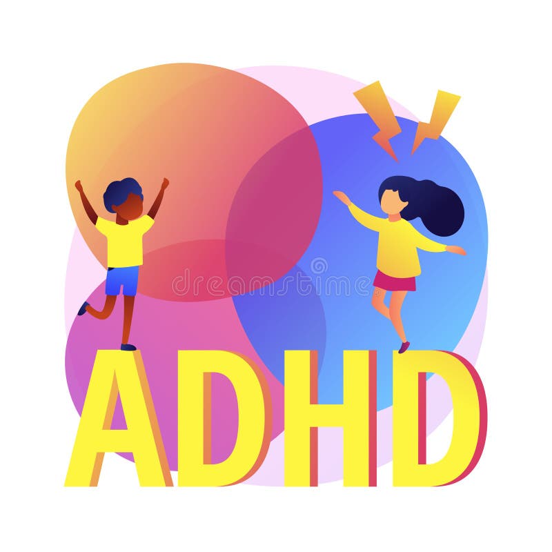 Attention deficit hyperactivity disorder abstract concept vector illustration. stock illustration