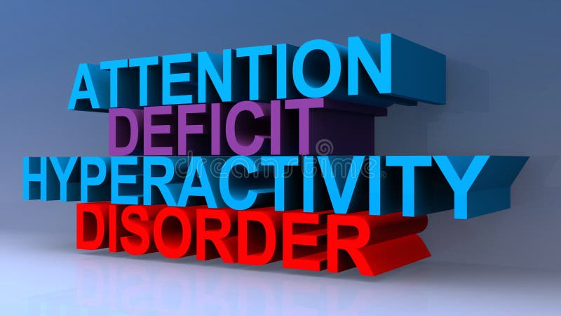 Attention deficit hyperactivity disorder on blue royalty free illustration