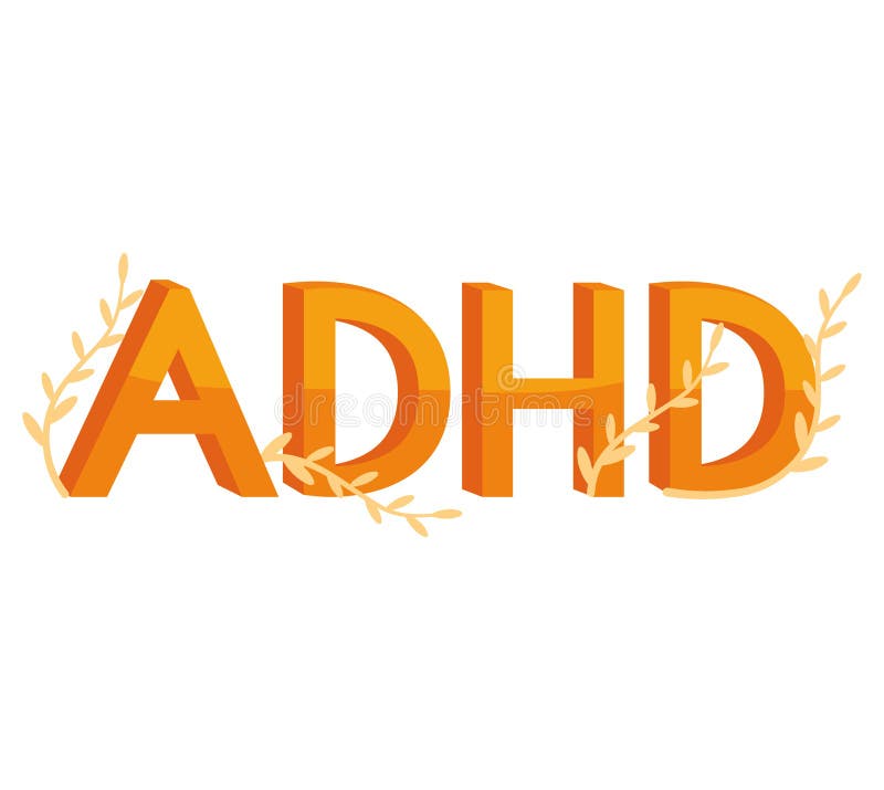 Attention deficit hyperactivity disorder text vector illustration
