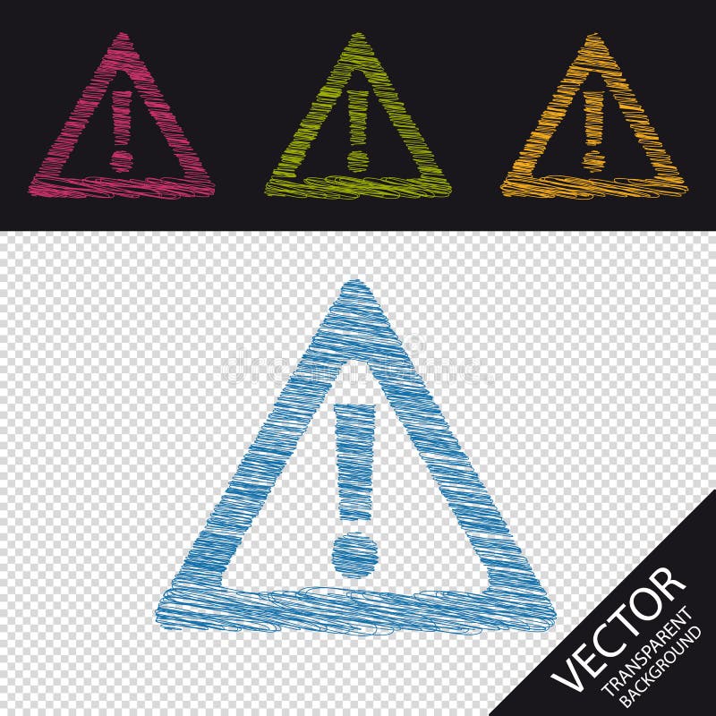 Attention Sign - Colorful Scribble Vector Illustration Icons - Isolated On Transparent Background royalty free illustration