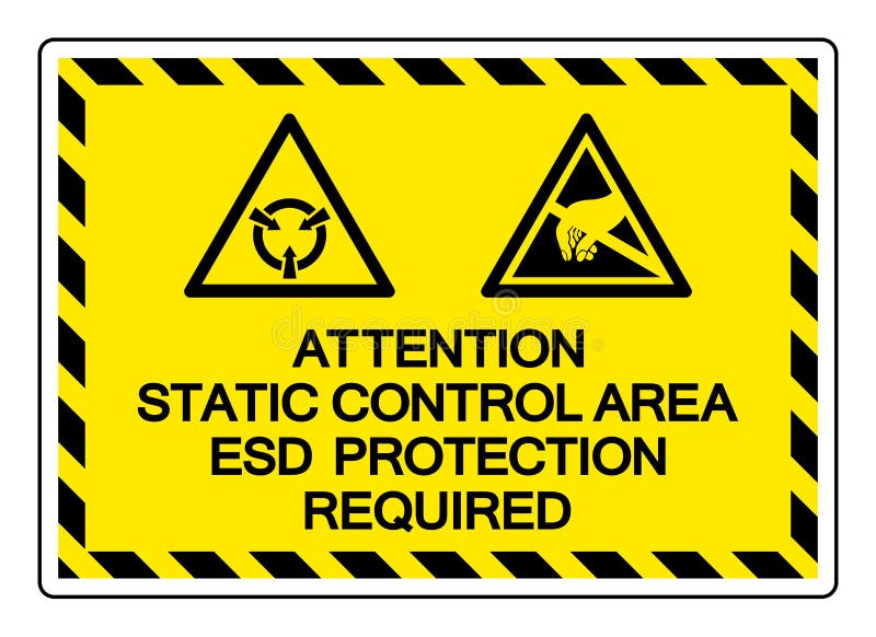 Attention Static Control Area ESD Protection Required Symbol Sign, Vector Illustration, Isolated