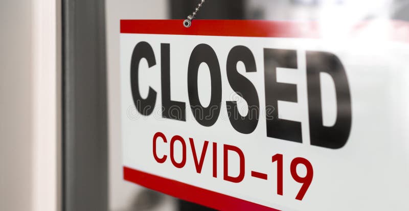 Attività chiuse per l'indicazione di chiusura di covid19 in caso di pandemia di focolaio su banner della finestra del punto vendit