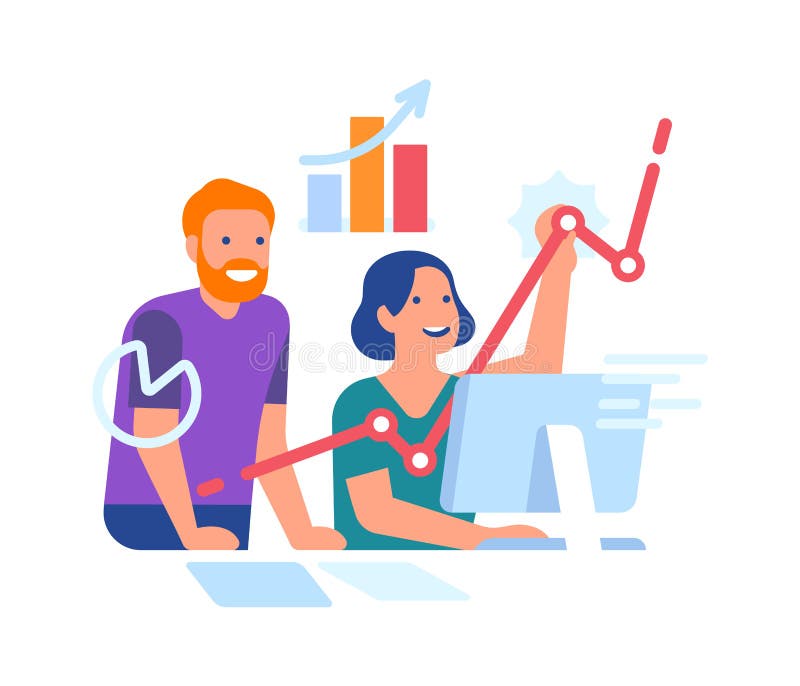 Attività commerciali personali. colleghi di ufficio. squadra efficace. avvio riuscito. lavoratori con illustrazione di stock