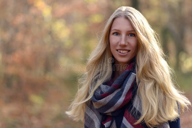 Attractive blond woman in autumn fashion