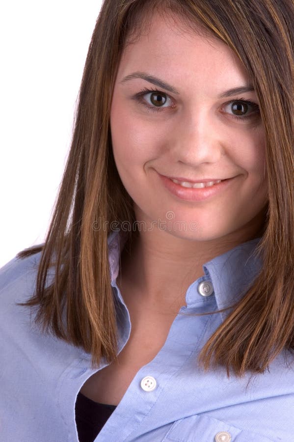 Shy Brunette Stock Photo Image Of Female Hair Looking 1655806